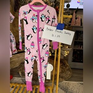 Little Sleepies Pink Penguin Party Zippy | Size 18-24months NWT